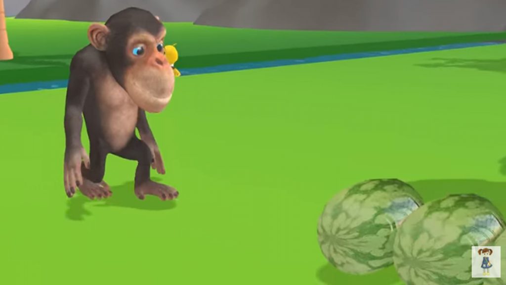 Funny Monkey collects Watermelons 3d animation video for Children | DI47  Studio